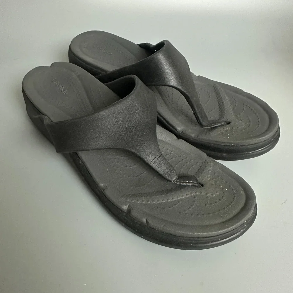 Crocs LiteRide‎ Flip Flops Mens 8 Womens 10 Black Grey Athletic Thong Sandals